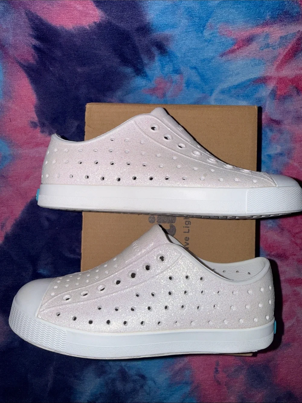 Native Jefferson Slip-On Sneakers in Sparkle shell white bling c13